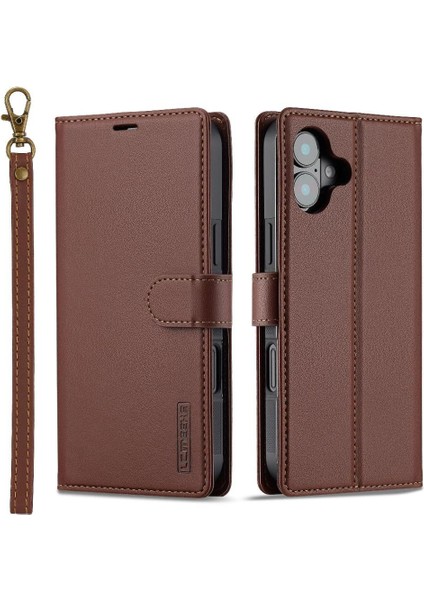 IPhone 16 Için Flip Case Artı Kickstand Pu Deri Bölünmüş Deri Cüzdan 2 1 (Yurt Dışından)