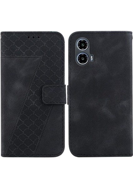Motorola Moto G45 5g Kabartmalı Desen Cüzdan Kart Yuvası Pu Için Telefon Kılıfı (Yurt Dışından)