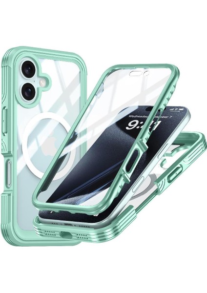 IPhone 16 360 Için Manyetik Kılıf Her Şey Dahil Cam Ekran Koruyucu Damla (Yurt Dışından)
