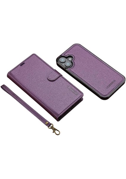 IPhone 16 Için Flip Case Artı Kickstand Pu Deri Bölünmüş Deri Cüzdan 2 1 (Yurt Dışından)