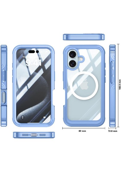 IPhone 16 Için Manyetik Kılıf Artı Askeri Damla ve Çarpışma Geçirmez Cam 360 (Yurt Dışından)