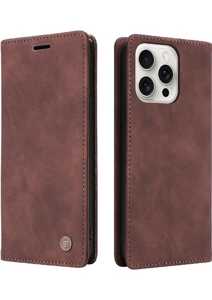 IPhone 16 Için Flip Case Pro Max Cüzdan Basit Iş Deri Kılıf Flip (Yurt Dışından)