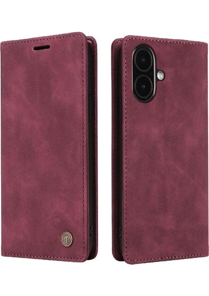 IPhone 16 Için Flip Case Basit Iş Kapak Deri Kılıf Cüzdan (Yurt Dışından)