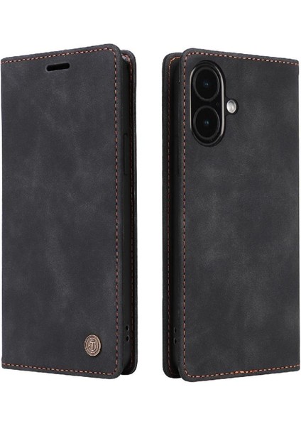 IPhone 16 Için Flip Case Basit Iş Kapak Deri Kılıf Cüzdan (Yurt Dışından)