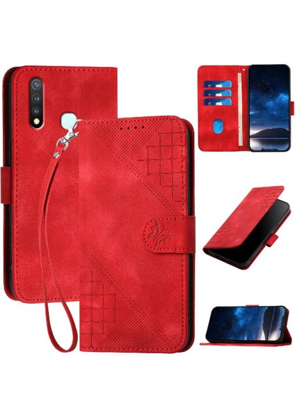 Ayrılabilir El Kayışı Kabartmalı Kelebek ve Vıvo Y19 Için Flip Case (Yurt Dışından)