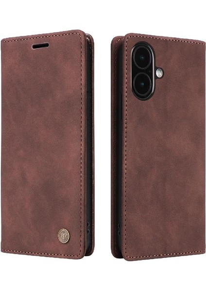 IPhone 16 Için Flip Case Basit Iş Kapak Deri Kılıf Cüzdan (Yurt Dışından)