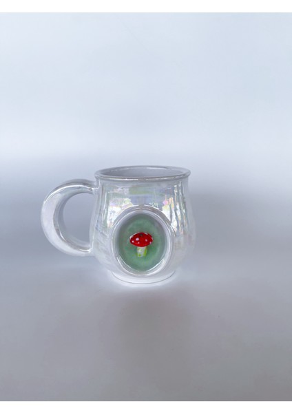 El Yapımı Seramik Sedef Kaplamalı Cam Obje Detaylı Kupa Laodikeia Ceramic Özel Üretim
