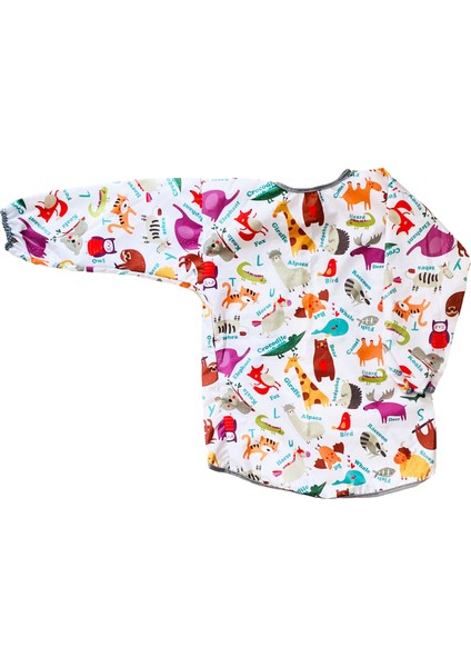 7-11 Yaş, Zoo, Sıvı Geçirmez, Ekstra Büyük Kalıp, Makinede Yıkanabilir, Uzun Kollu Çocuk, Aktivite Mama Önlüğü