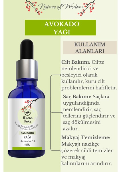 Avokado Yağı (Avokado Oil) Sertifikalı %100 Saf ve Doğal Soğuk Sıkım 50 ml modelleri