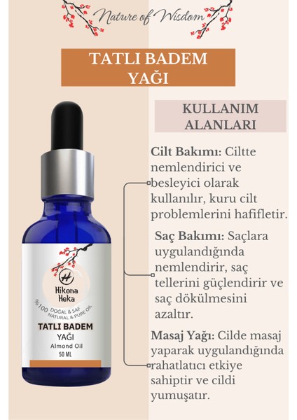 Tatlı Badem Yağı (Sweet Almond Oil) %100 Saf ve Doğal Soğuk Sıkım 50 ml fırsatları