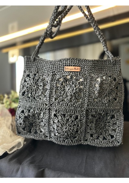 Hasır El Yapımı Örgü Çanta, Kadın Omuz Çantası, Plaj Çantası, Tasarım, Handmade