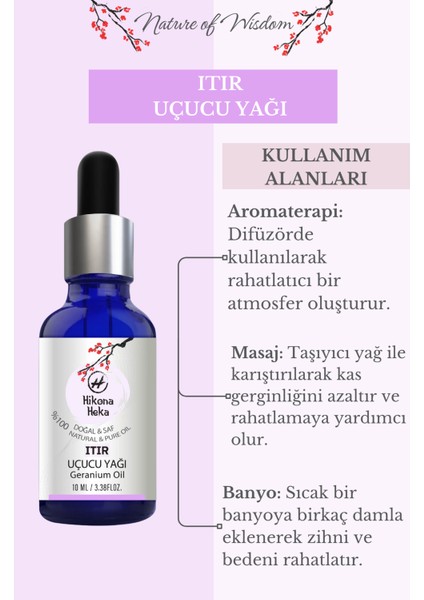 Itır Uçucu Yağı (Gerenium Essential Oil) %100 Saf ve Doğal 10 ml