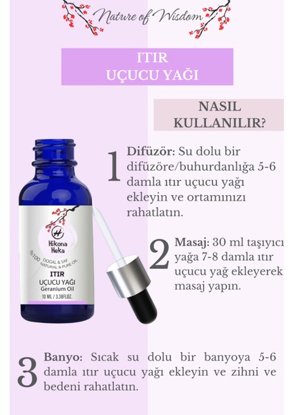 Itır Uçucu Yağı (Gerenium Essential Oil) %100 Saf ve Doğal 10 ml