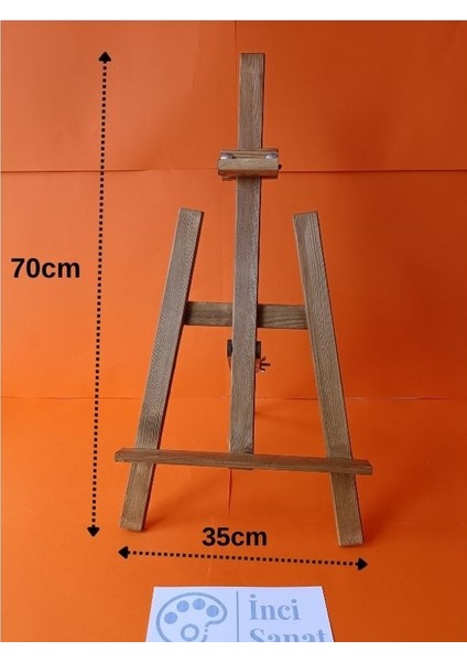 İnci Tuval 35X70 cm Orta Boy Ahşap Masaüstü Şövale El Sıkma Aparatlı,sergi Ressam Tablo Tuval Standı, Vernikli