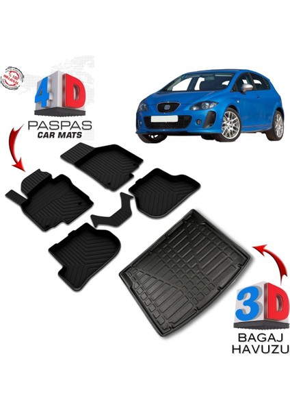 3K Store Seat Leon 4d Paspas ve Ince Stepneli 3D Bagaj Havuzu 2006 2012