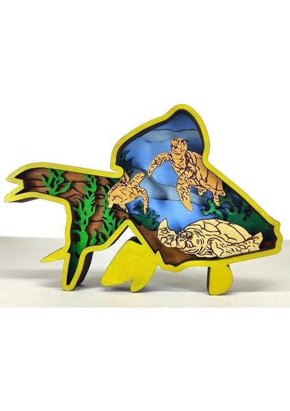 Ahşap Mdf Çok Katmanlı Balık ve Karetta Dekoratif Obje