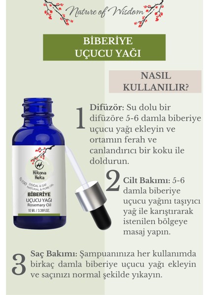 Biberiye Uçucu Yağı (Rosemary Essential Oil) %100 Saf ve Doğal 10 ml