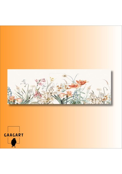 Uzun Panaromik Kanvas Tablo Soft Duru Turuncu Çiçek Tasarımı modelleri