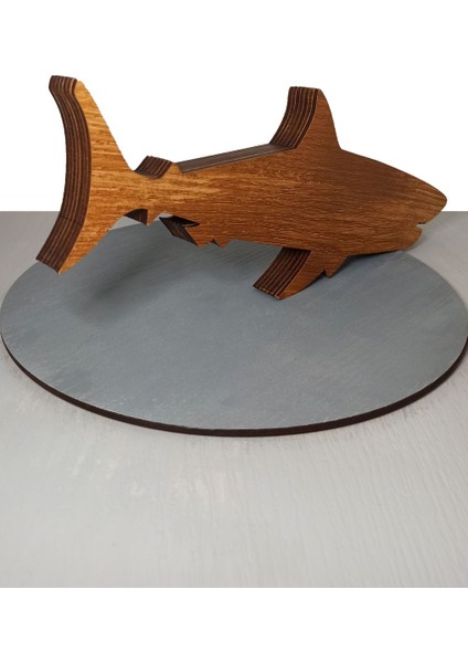 Modern Tasarımlı Ahşap Mdf Masa Süsü, Hediyelik Dalgıç Temalı Köpek Balığı Dekoratif Obje/biblo