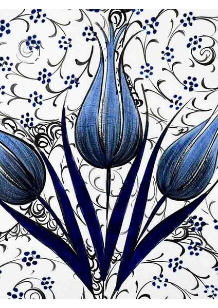 3 Anemon, 30CM Iznik Çini Tabak