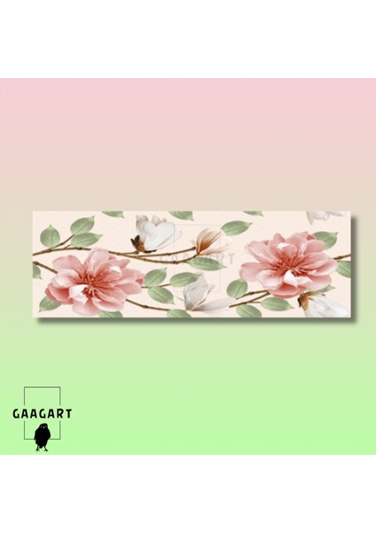 Uzun Panaromik Kanvas Tablo Soft Modern Açık Pembe Flowers modelleri