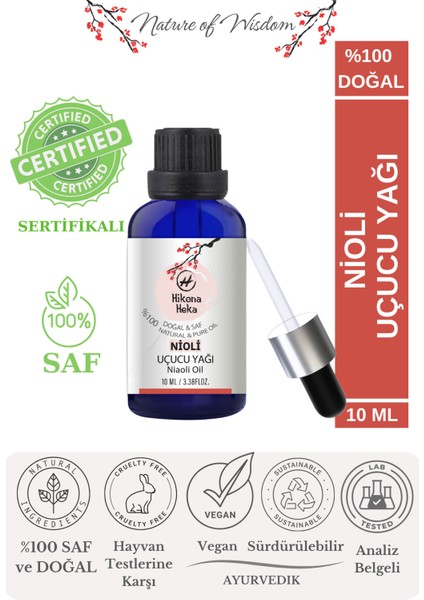 Nioli Uçucu Yağı 10 ml %100 Saf Doğal Cilt Nemlendirme ve Bakım Vegan Sertifikalı