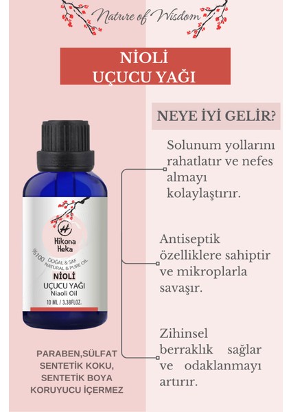 Nioli Uçucu Yağı 10 ml %100 Saf Doğal Cilt Nemlendirme ve Bakım Vegan Sertifikalı fiyatları
