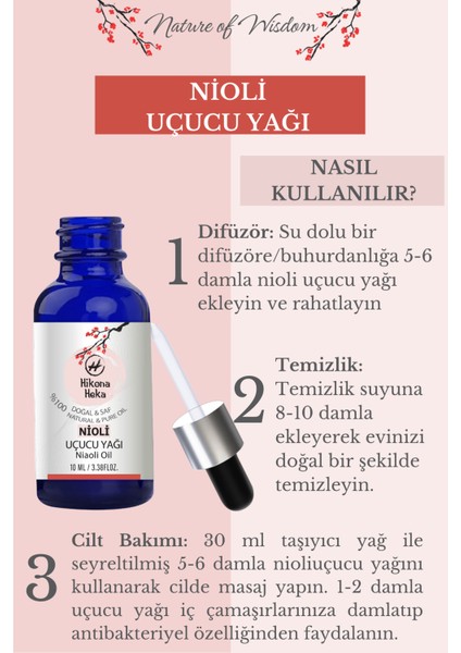 Nioli Uçucu Yağı 10 ml %100 Saf Doğal Cilt Nemlendirme ve Bakım Vegan Sertifikalı fırsatları