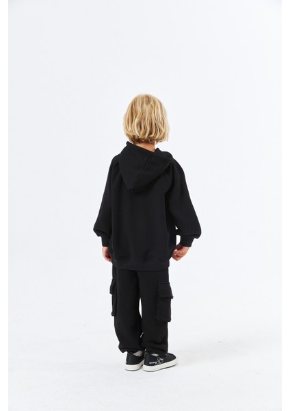 (SCE-1329) Serbend Kıds Düşük Omuz Baskılı Erkek Çocuk Kapüşonlu Sweatshirt fırsatları