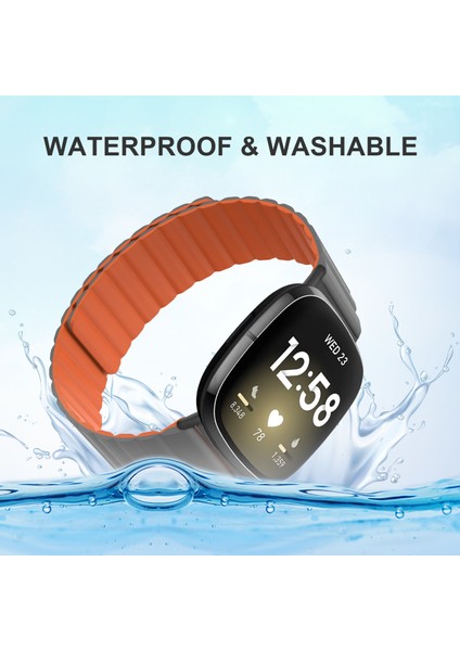 Fit Versa 4 / Sense 2 Siyah Sarı Için Silikon Saat Bandı (Yurt Dışından) fiyatları