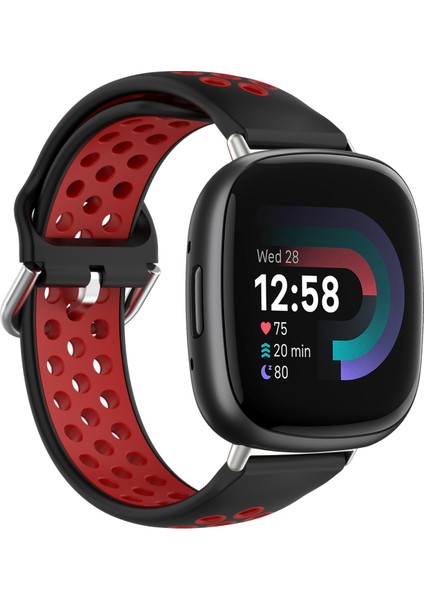 Fit Versa 4 Için Iki Renkli Silikon Saat Bandı Fitbit Versa 4 Için Siyah+Kırmızı (Yurt Dışından) fırsatları