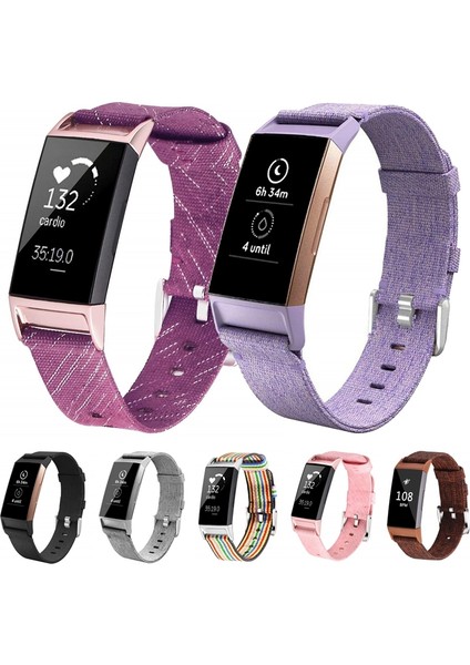 Fitbit Charge 3 Için Naylon Kanvas Kayış Plastik Konektör Uzunluğu: 21CM Siyah (Yurt Dışından) fiyatları