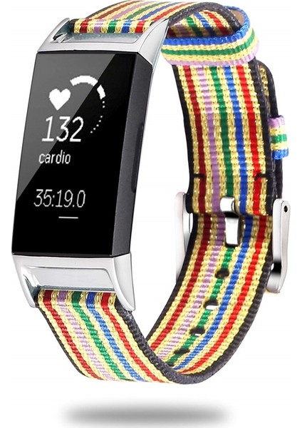 Fitbit Charge 3 Için Naylon Kanvas Kayış Plastik Konektör Uzunluğu: 21CM Yanardönerlik (Yurt Dışından)
