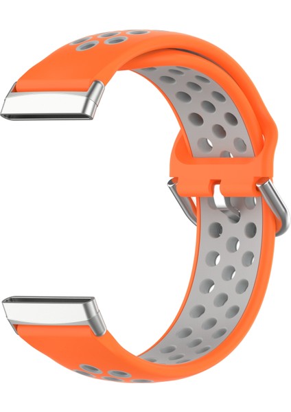 Fitbit Versa 4 Turuncu+Gri Için Iki Renkli Silikon Saat Bandı (Yurt Dışından)