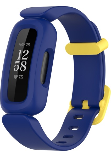 Fitbit Ace 3 Koyu Mavi Sarı Toka Için Silikon Kordonlu Saat (Yurt Dışından)