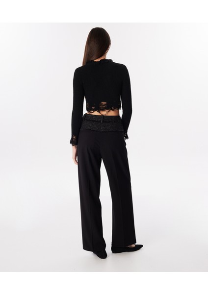 Eskitme Efektli Crop Triko