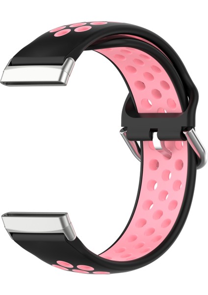 Fit Versa 4 Için Iki Renkli Silikon Saat Bandı Fitbit Versa 4 Için Siyah+Pembe (Yurt Dışından)