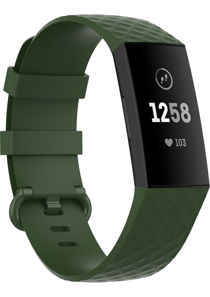 Fitbit Charge 4 / Charge 3 / Charge 3 Se Için 18 mm Gümüş Renkli Bant, Beden: L Zeytin Yeşili (Yurt Dışından)