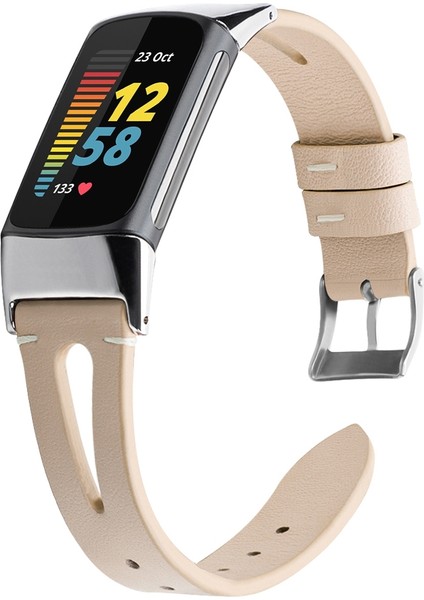 Fitbit Charge 5 Kayısı Için Sivri Kuyruk Deri Kayış (Yurt Dışından)