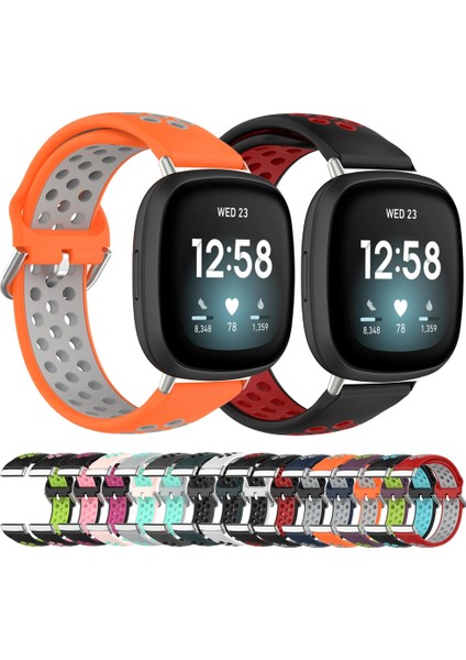 Fit Versa 3 Turuncu+Gri Için Iki Renkli Silikon Saat Bandı (Yurt Dışından) fırsatları