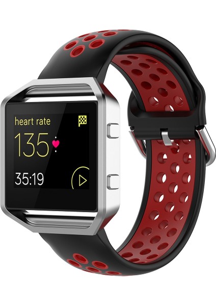 Fitbit Versa 2 / Versa / Versa Lite / Blaze 23MM Spor Iki Renk Kordonlu Saat Siyah Kırmızı Için (Yurt Dışından) fırsatları