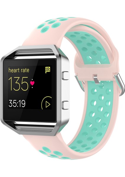 Fitbit Versa 2 / Versa / Versa Lite / Blaze 23MM Spor Iki Renk Kordonlu Saat Açık Pembe Deniz Mavisi Için (Yurt Dışından)