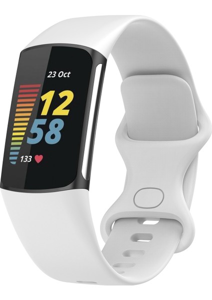 Fit Charge 5 Silikon Kordonlu Saat Için, Beden:l Beyaz (Yurt Dışından)