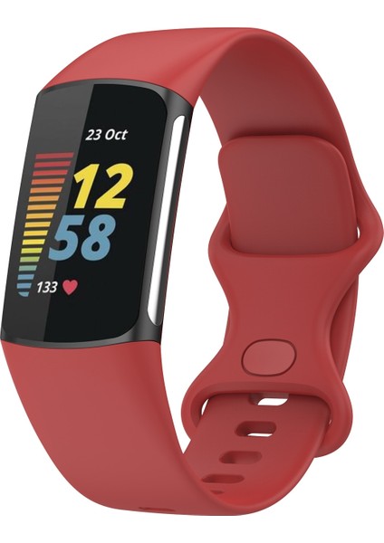 Fit Charge 5 Silikon Kordonlu Saat Resmi Kırmızı (Yurt Dışından)