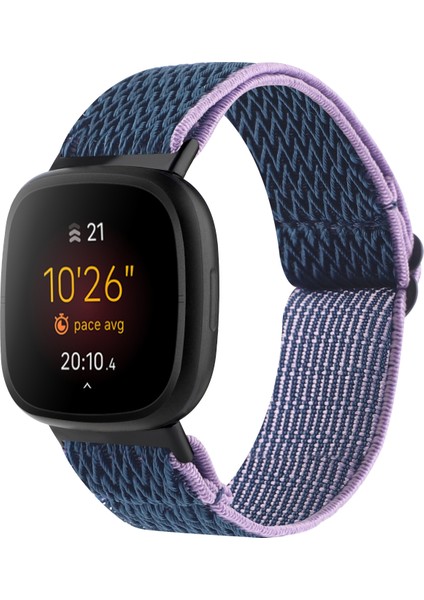 Fitbit Versa 4 / Sense 2 Gece Mavisi Için Naylon Saat Kordonu (Yurt Dışından)