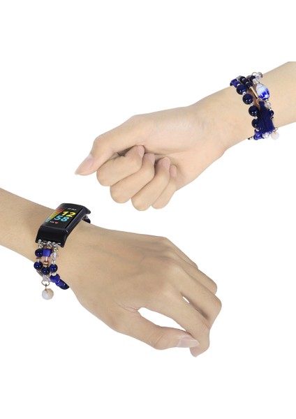 Fit Charge 5 Mavi Için Yuvarlak Boncuklu Zincir Saat Bandı (Yurt Dışından) fırsatları