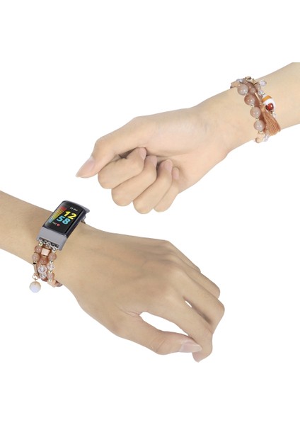 Fit Charge 5 Kahve Için Yuvarlak Boncuklu Zincir Saat Bandı (Yurt Dışından) fırsatları