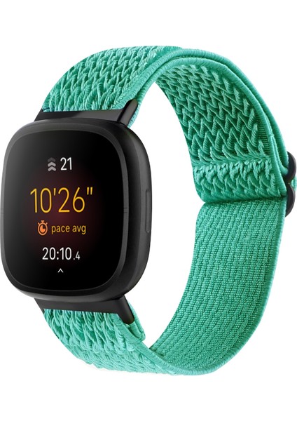 Fitbit Versa 4 / Sense 2 Nane Yeşili Için Naylon Saat Kordonu (Yurt Dışından)