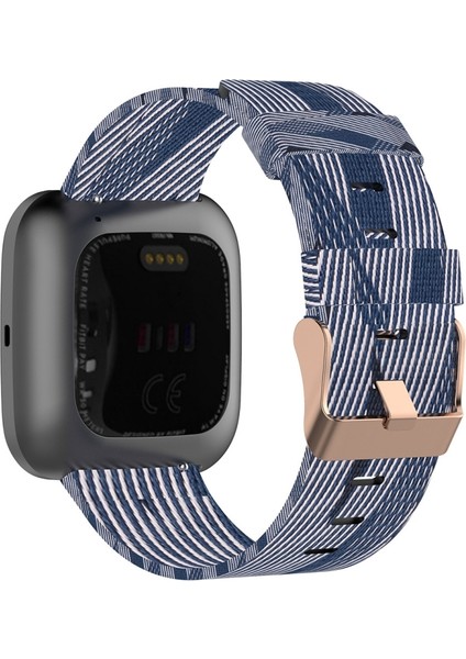 Kanvas Saat Kordonu Mavi Beyaz Çizgili (Yurt Dışından)