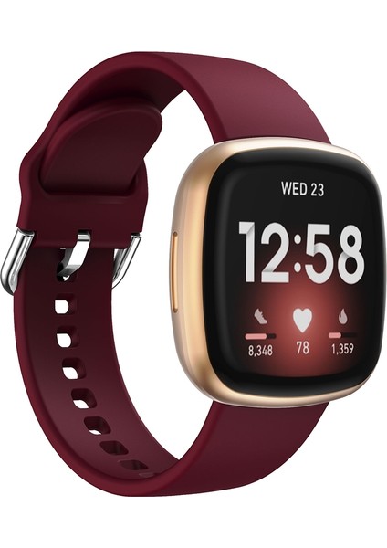 Fit Versa 3 Silikon Kordonlu Saat Şarap Kırmızısı Için (Yurt Dışından) modelleri